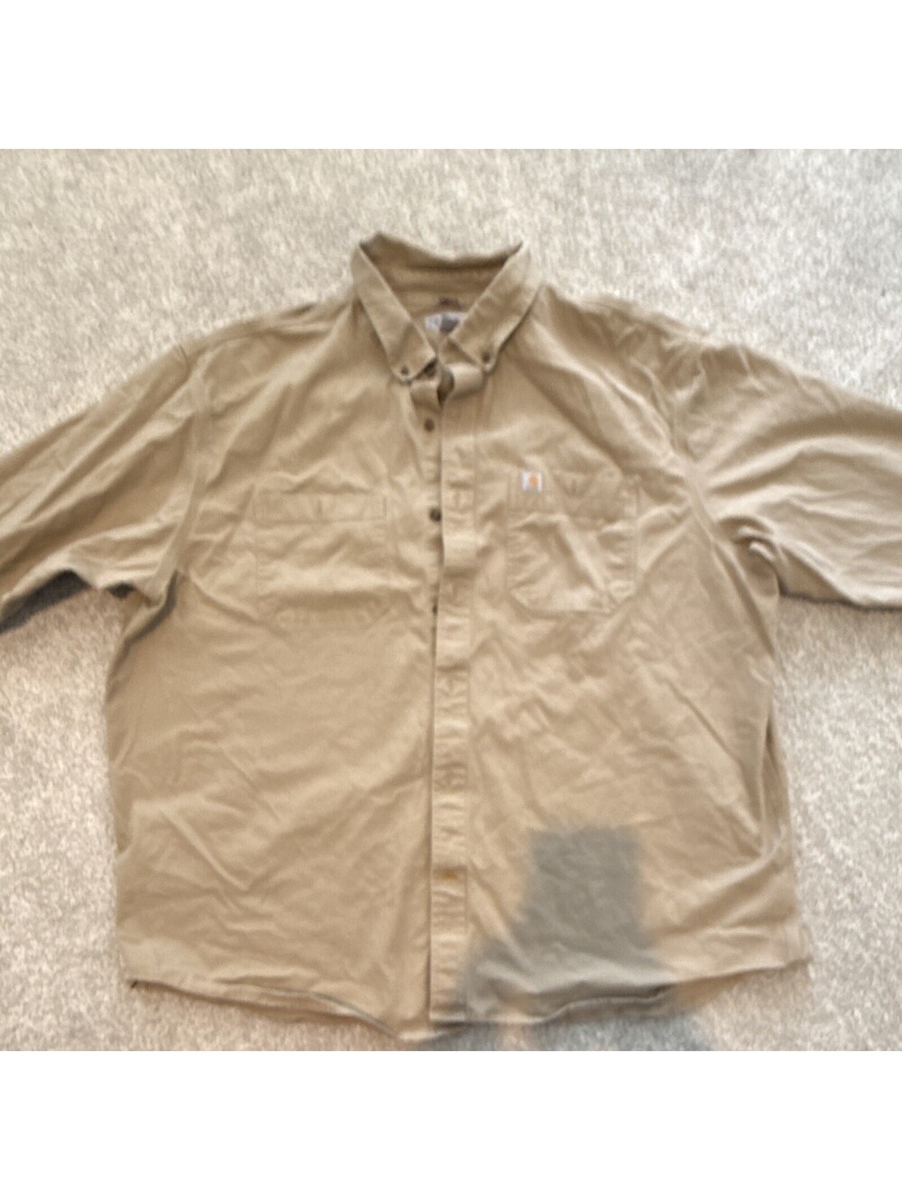 Carhartt Men’s 3XL Regular Beige Twill Cotton Blend Relaxed Button-Up Shirt